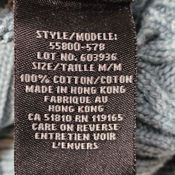 Tribal Knit Mock Turtle Neck Sweater Womens Medium Teal  Button Accents - Picture 5 of 6